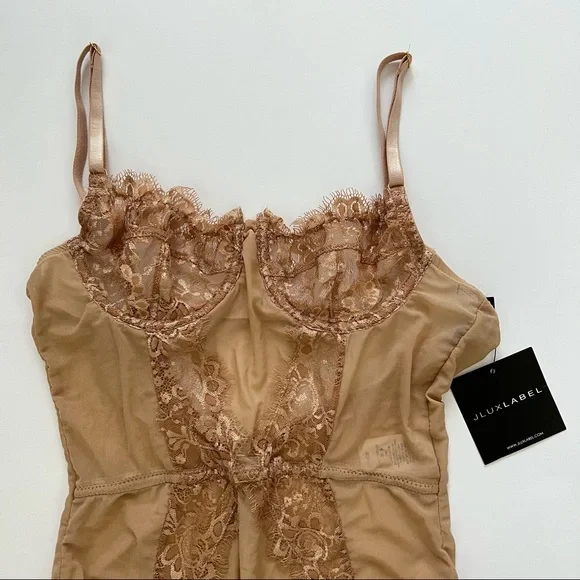 NWT JLUXLABEL Nude Lace Sheer Bodysuit - Picture 5 of 7